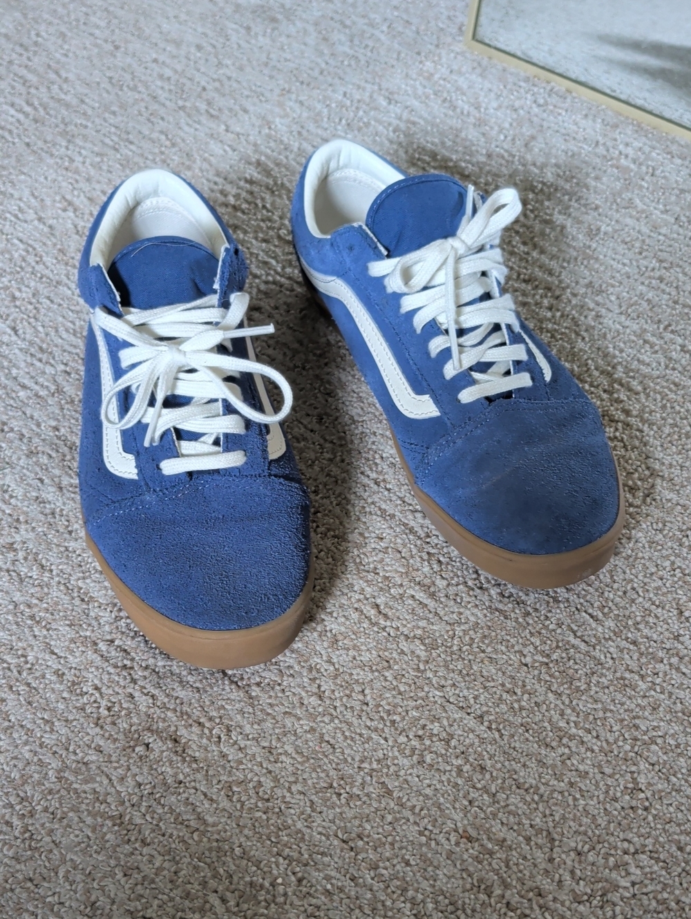 Vans Blue Suede Sneakers with Gum Sole